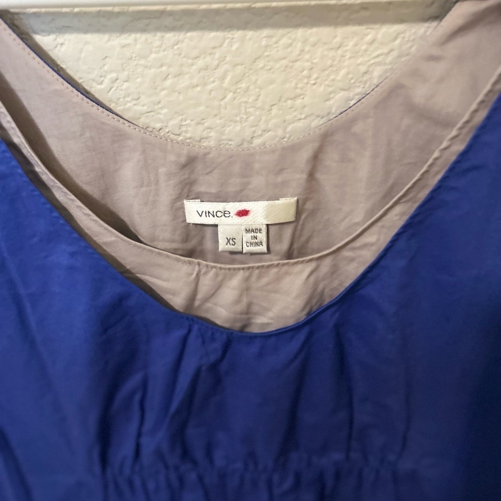 Vince Sleeveless Colorblock Shift Dress Blue Black Gray Modern Women’s Size XS - Picture 3 of 7